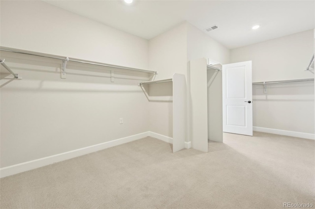 walk in closet featuring carpet flooring