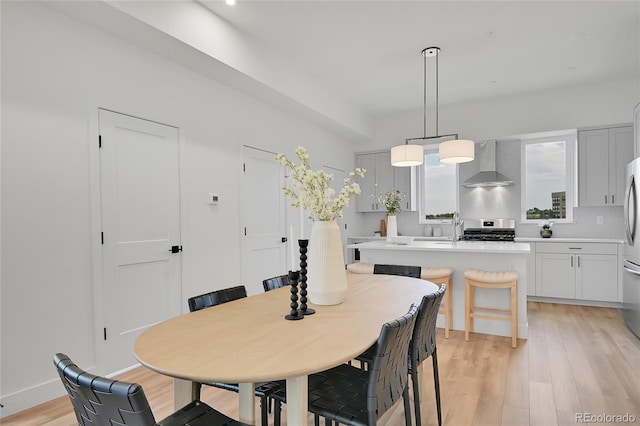 dining room with light hardwood / wood-style floors