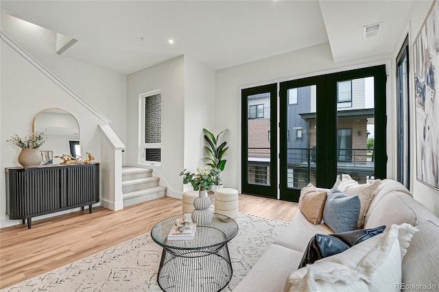 living room with hardwood / wood-style floors