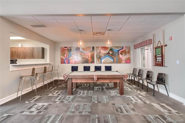 601 W 11th Ave Unit 1101, Denver, CO 80204 - recreation room featuring a drop ceiling, baseboards, and billiards