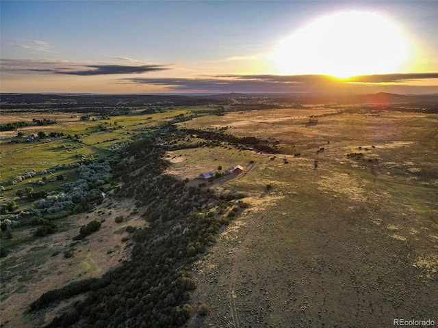 view of aerial view at dusk