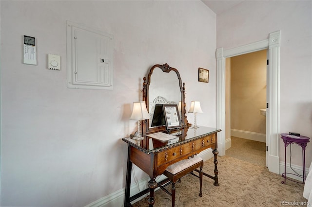 204 N F St Unit D3, Salida, CO 81201 - hall featuring electric panel, an office area, and light carpet
