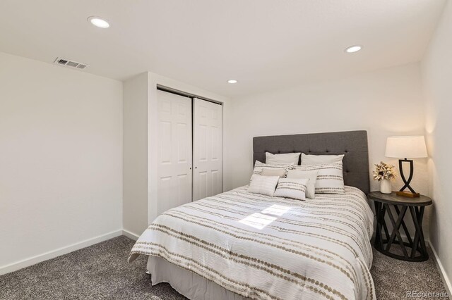3871 Moore St, Wheat Ridge, CO 80033 - bedroom featuring carpet floors, baseboards, recessed lighting, and a closet