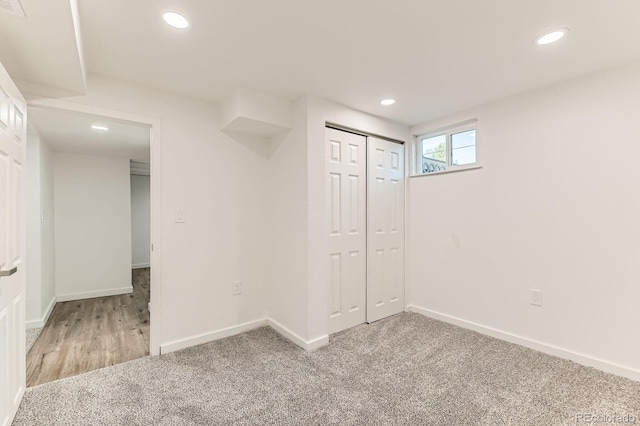 3871 Moore St, Wheat Ridge, CO 80033 - basement featuring recessed lighting, light colored carpet, and baseboards