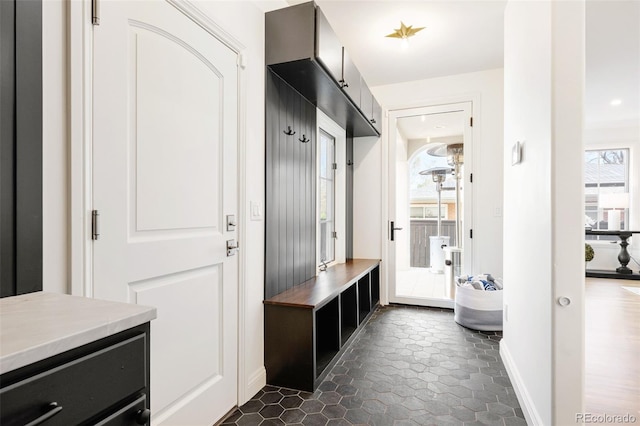 mudroom featuring baseboards and a healthy amount of sunlight