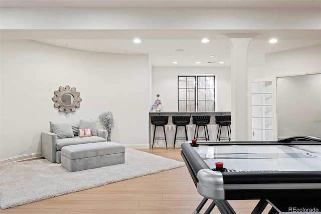 5455 E Cedar Ave, Denver, CO 80246 - recreation room featuring wood finished floors and recessed lighting