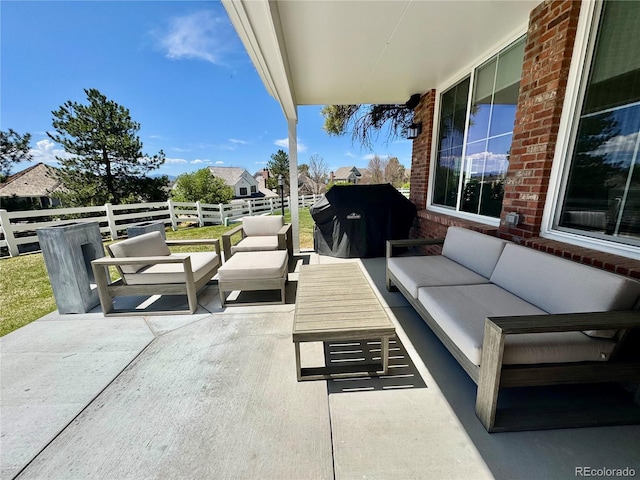 7079 S Locust Pl, Centennial, CO 80112 - view of patio / terrace featuring an outdoor living space, area for grilling, and fence