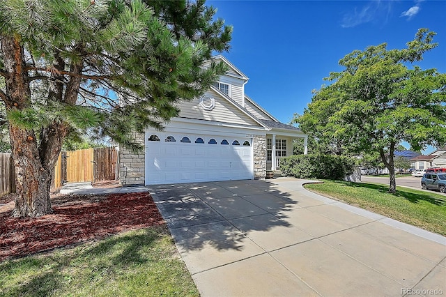 view of front of house with a garage