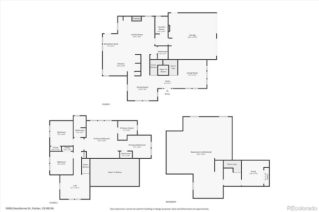 10955 Dearborne Dr, Parker, CO 80134 - view of floor plan / room layout