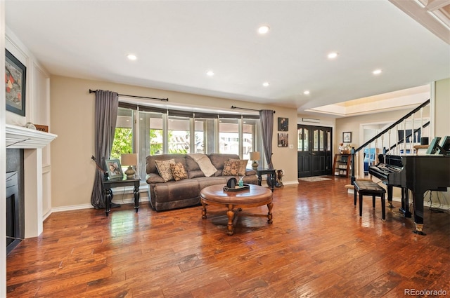 living room with hardwood / wood-style flooring