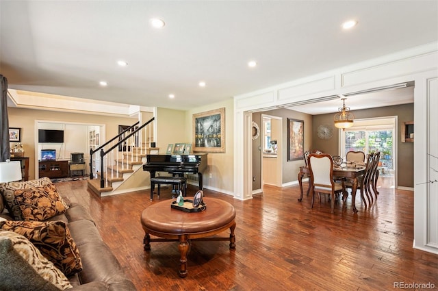 living room with hardwood / wood-style flooring