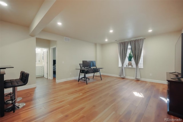 office space featuring light hardwood / wood-style flooring