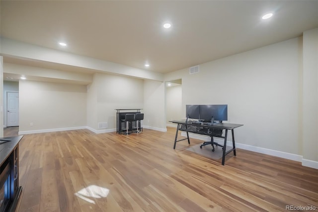 office area featuring wood-type flooring