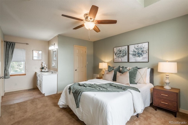 37677 Sable Ridge Rd, Elizabeth, CO 80107 - bedroom with light carpet, baseboards, and ceiling fan