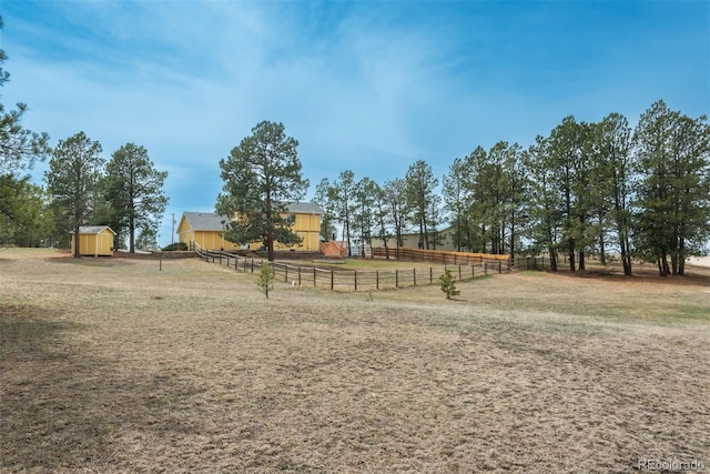 37677 Sable Ridge Rd, Elizabeth, CO 80107 - view of yard with a shed, an outdoor structure, and a view of countryside
