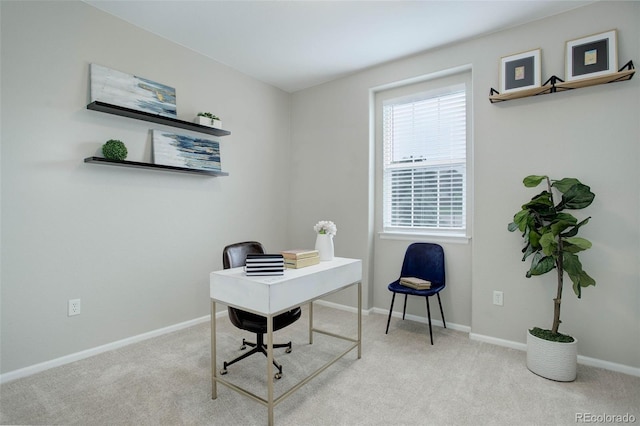 view of carpeted home office