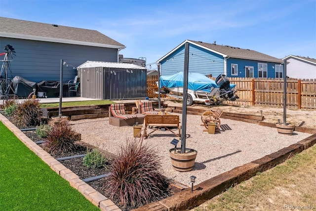 view of yard with a shed