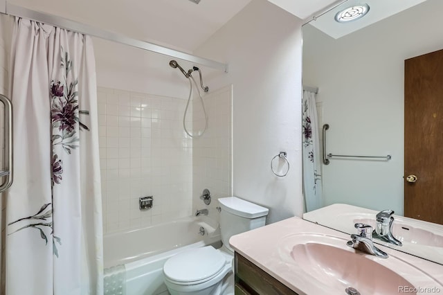 6330 E Wesley Ave, Denver, CO 80222 - bathroom featuring shower / tub combo with curtain, toilet, and vanity