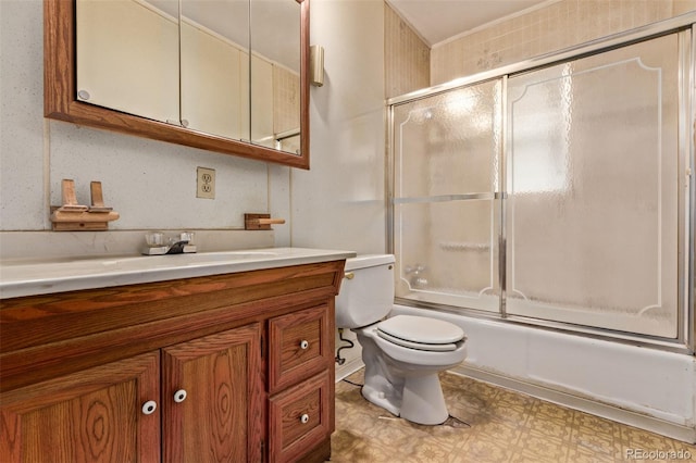 1000 Salem St, Aurora, CO 80011 - full bath featuring vanity, toilet, enclosed tub / shower combo, and tile patterned floors