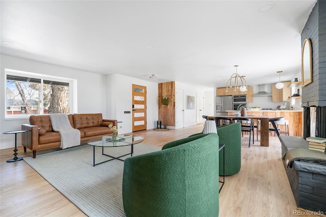 living room featuring light wood finished floors