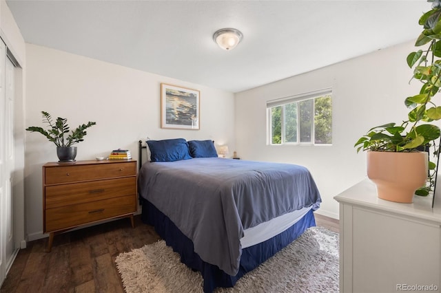 bedroom featuring dark hardwood / wood-style floors