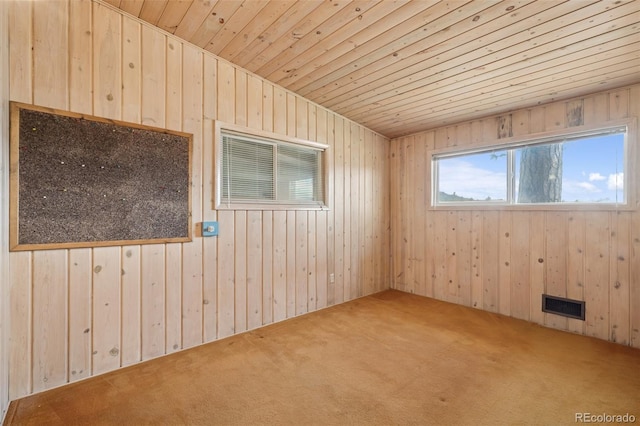 150 Apache Trl, Woodland Park, CO 80863 - carpeted empty room featuring wooden ceiling and wooden walls