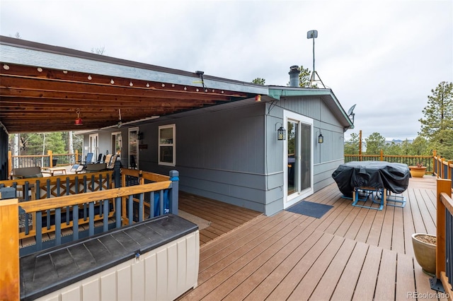 deck featuring area for grilling