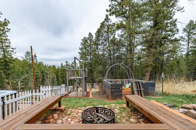 view of yard featuring a playground