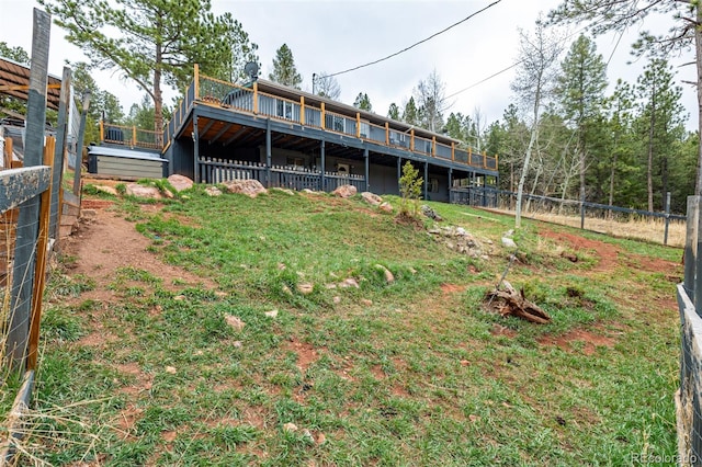 view of yard featuring a deck