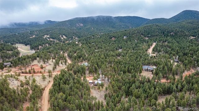 aerial view with a mountain view