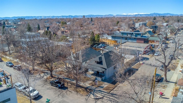 aerial view with a residential view and a mountain view