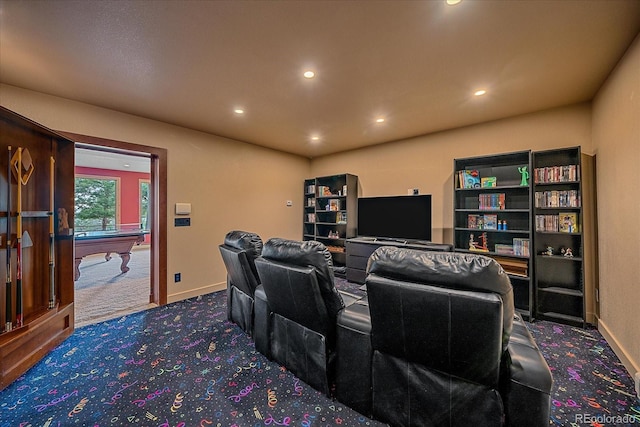 1456 Shavano Ct, Evergreen, CO 80439 - home theater room with carpet floors and recessed lighting