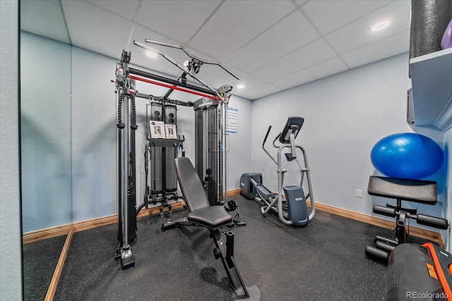 1456 Shavano Ct, Evergreen, CO 80439 - workout room with a paneled ceiling and recessed lighting