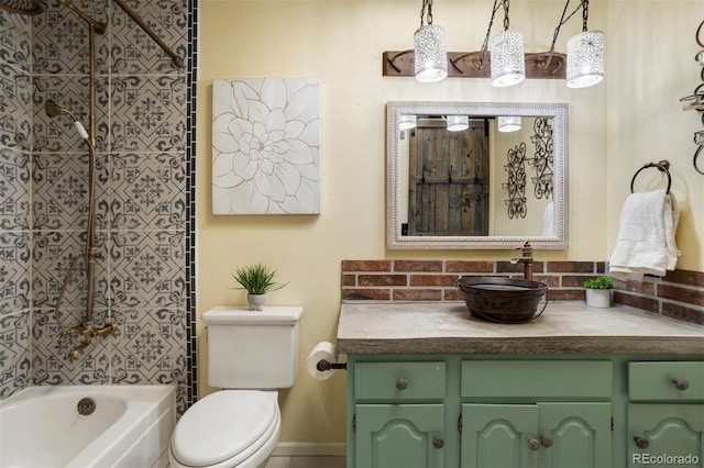 full bathroom with vanity, toilet, and shower / bath combination