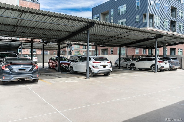 view of covered parking lot
