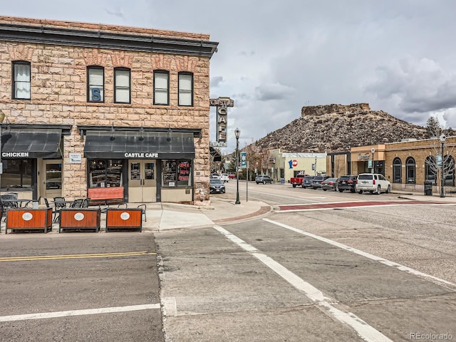 view of street with a mountain view