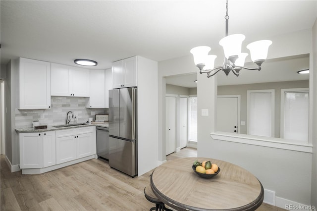 740 Moline St, Aurora, CO 80010 - kitchen featuring stainless steel appliances, a sink, white cabinets, and decorative backsplash