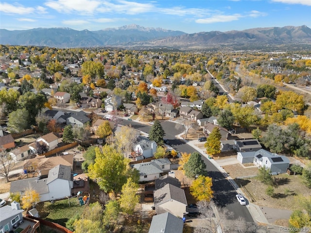 drone / aerial view with a mountain view