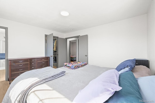 bedroom featuring a spacious closet and a closet