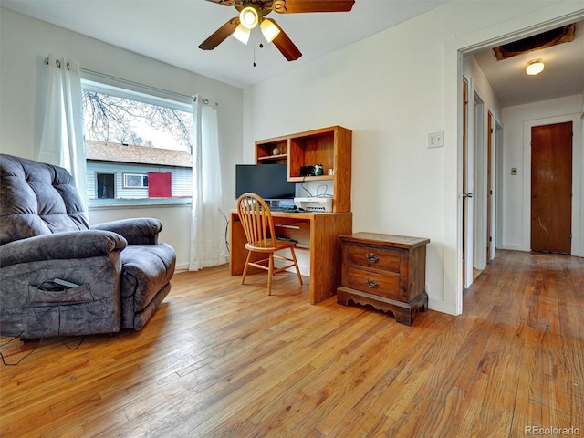 675 S Quivas St, Denver, CO 80223 - office space featuring light wood-style floors and a ceiling fan