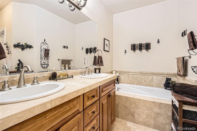 full bath featuring a bath and double vanity