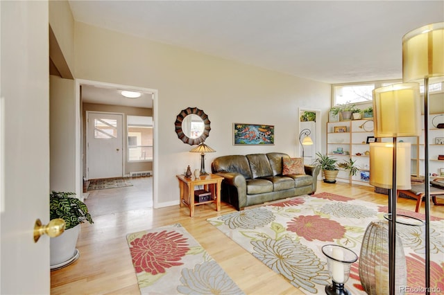 living room with light wood-style floors