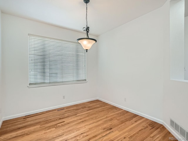 unfurnished room featuring plenty of natural light and light wood-type flooring