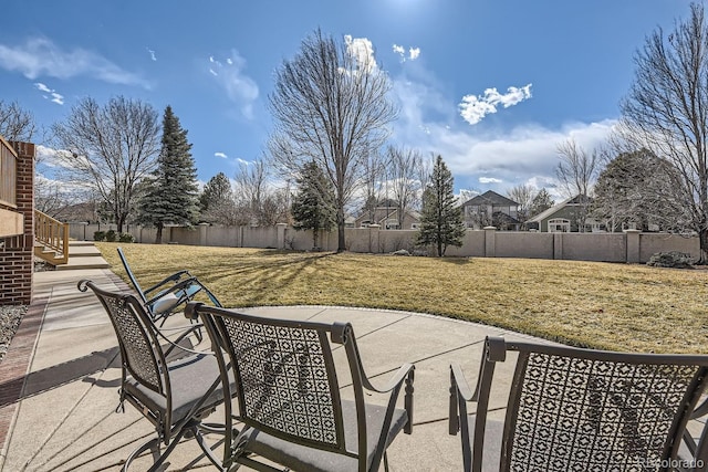 view of patio featuring a fenced backyard