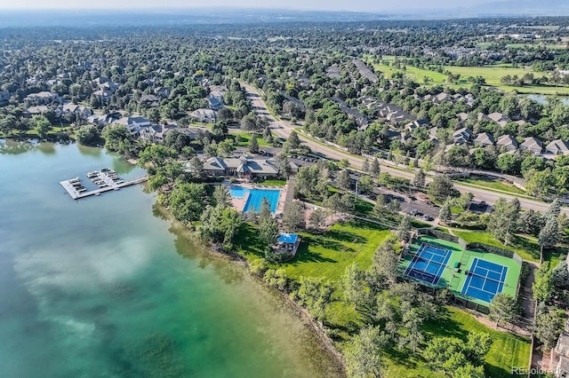 6790 W Crestline Ave, Littleton, CO 80123 - aerial view of residential area featuring a pool and a large body of water