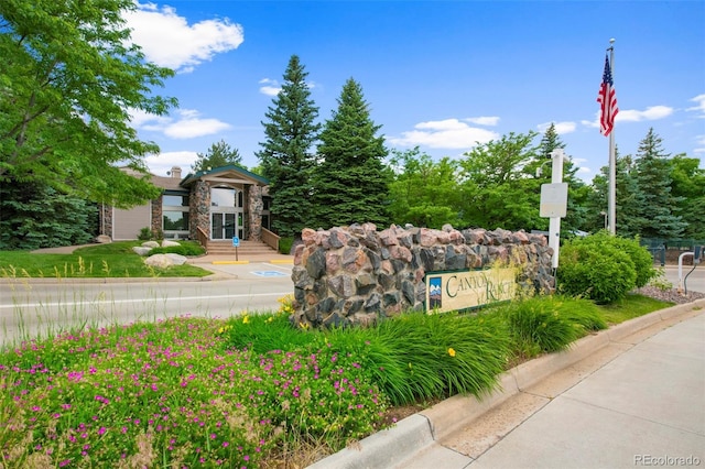 view of community sign