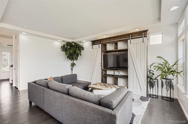5010 Eaglewood Ln, Johnstown, CO 80534 - living room with dark wood-type flooring and recessed lighting