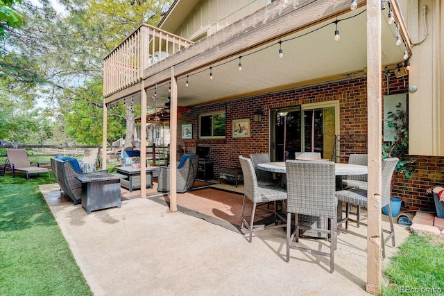 8866 E Easter Ave, Centennial, CO 80112 - view of patio featuring a balcony, an outdoor living space, and outdoor dining space