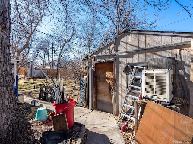 exterior space with a storage unit