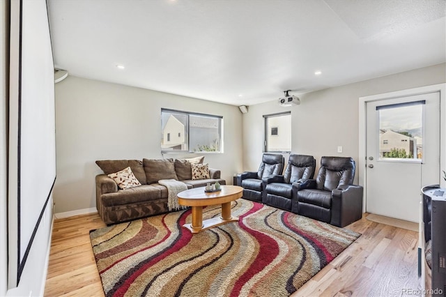 living room featuring light hardwood / wood-style floors